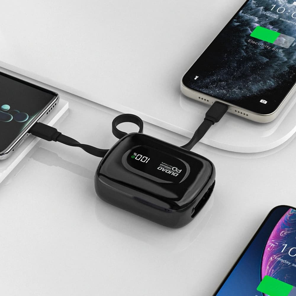 Powerbank Dudao K32 10000 mAh z wbudowanym kablem USB-C/Lightning - czarny - 5