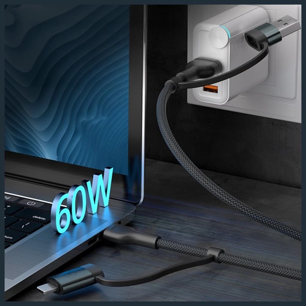 Kabel 3MK Hyper Cable N-SERIES           USB-A/USB-C do USB-C/Lightning 1.2m 9V/2A 60W - 5