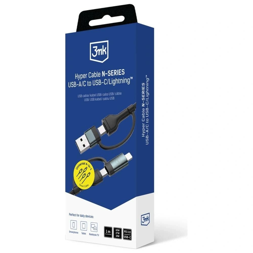 Kabel 3MK Hyper Cable N-SERIES           USB-A/USB-C do USB-C/Lightning 1.2m 9V/2A 60W - 8