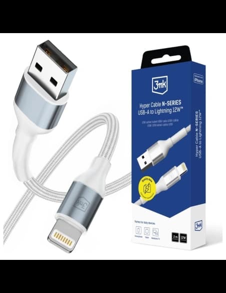 Kabel 3MK Hyper Cable N-SERIES USB-A do  Lightning 2m 5V/2.4A 12W biały