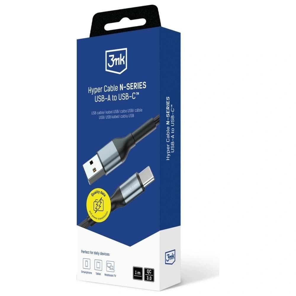 Kabel 3MK Hyper Cable N-SERIES USB-A do  USB-C 1m 9V/2A 18W QC 3.0 czarny - 8