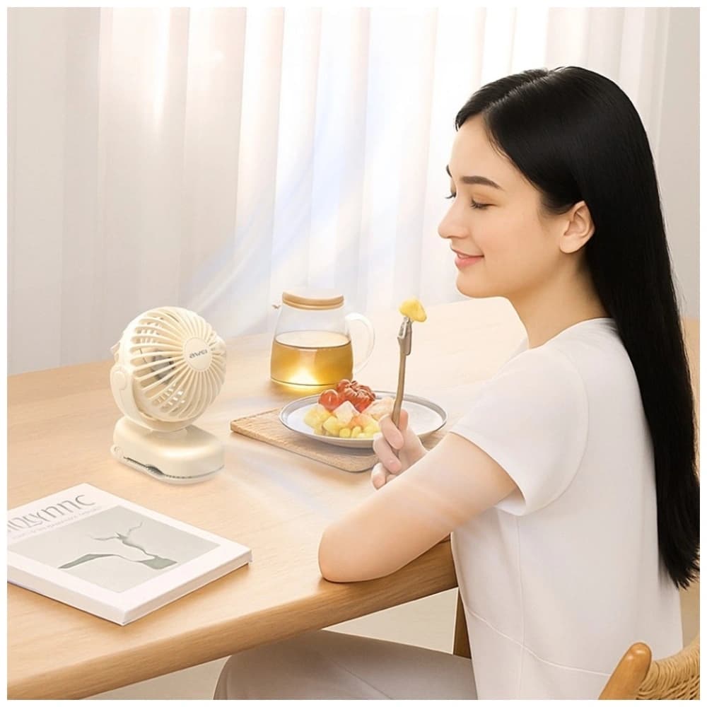 Mini Wiatrak biurkowy AWEI F45 z klipsem 1200mAh biały - 5