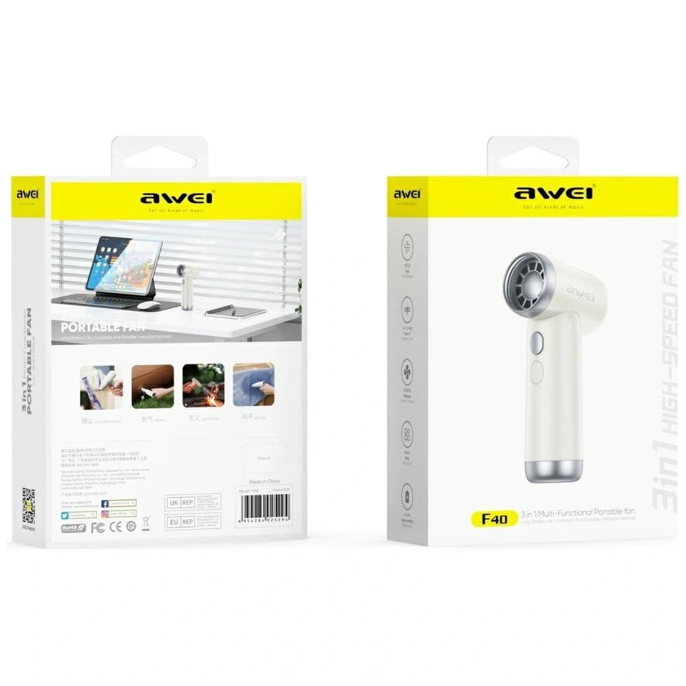 Wielofunkcyjny wiatrak AWEI F40 3w1      3300mAh biały - 11