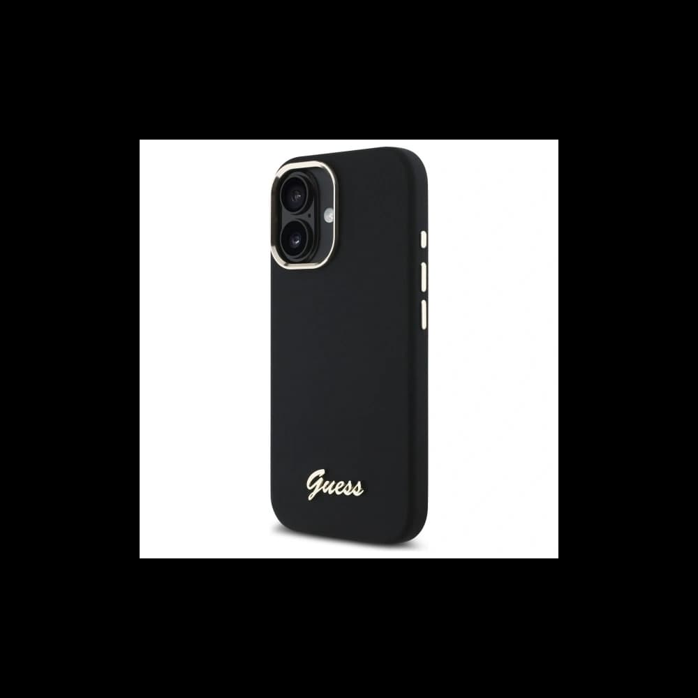 Raten Sie Apple iPhone 16 Plus Hartschale Silikon Schrift Metall-Logo & Rahmen schwarz - 2