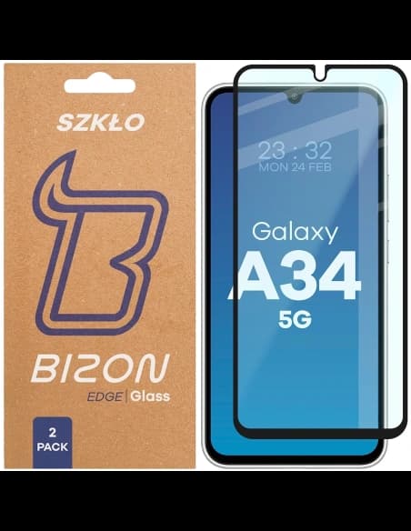 Bizon Glass Edge Duo Samsung Galaxy A34 5G schwarzer Rahmen [2 PACK]