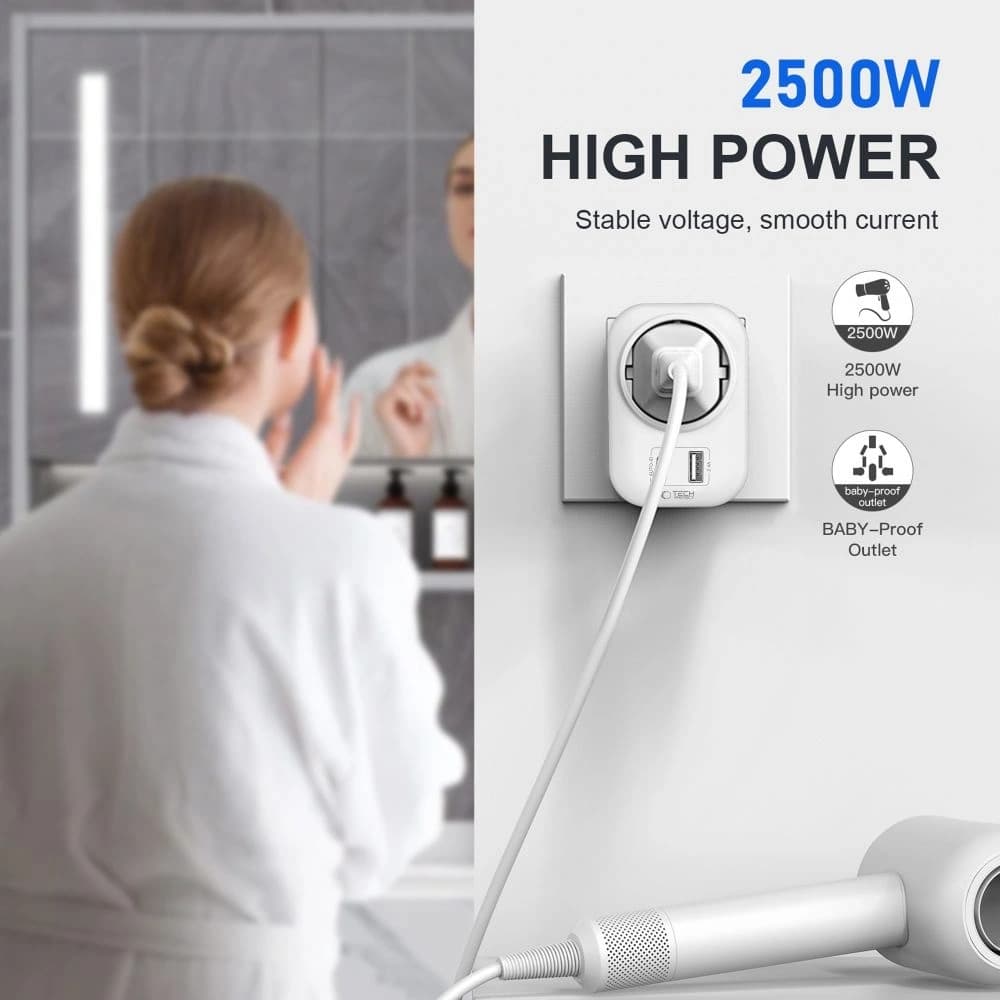 Adaptor de călătorie Tech-Protect TA100 UK / EU Alb - 4