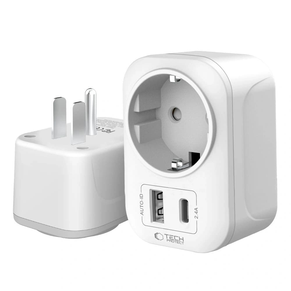 Adaptor de călătorie Tech-Protect TA100 US / EU Alb - 3