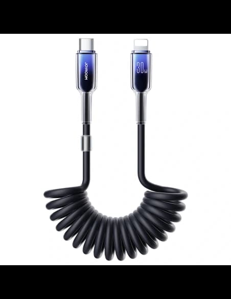 [CR] Kabel spirálový Joyroom S-A43 Crystal-Clear Series 30W USB-C / Lightning 1,5m černý