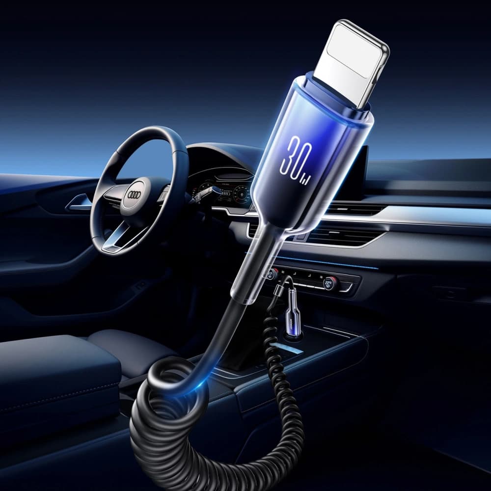 [CR] Kabel spirálový Joyroom S-A43 Crystal-Clear Series 30W USB-C / Lightning 1,5m černý - 3