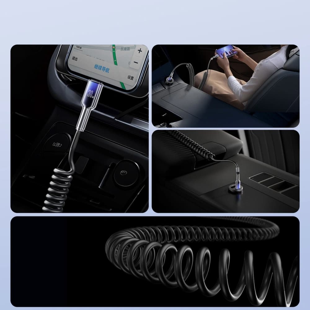 [CR] Kabel spirálový Joyroom S-A43 Crystal-Clear Series 30W USB-C / Lightning 1,5m černý - 6