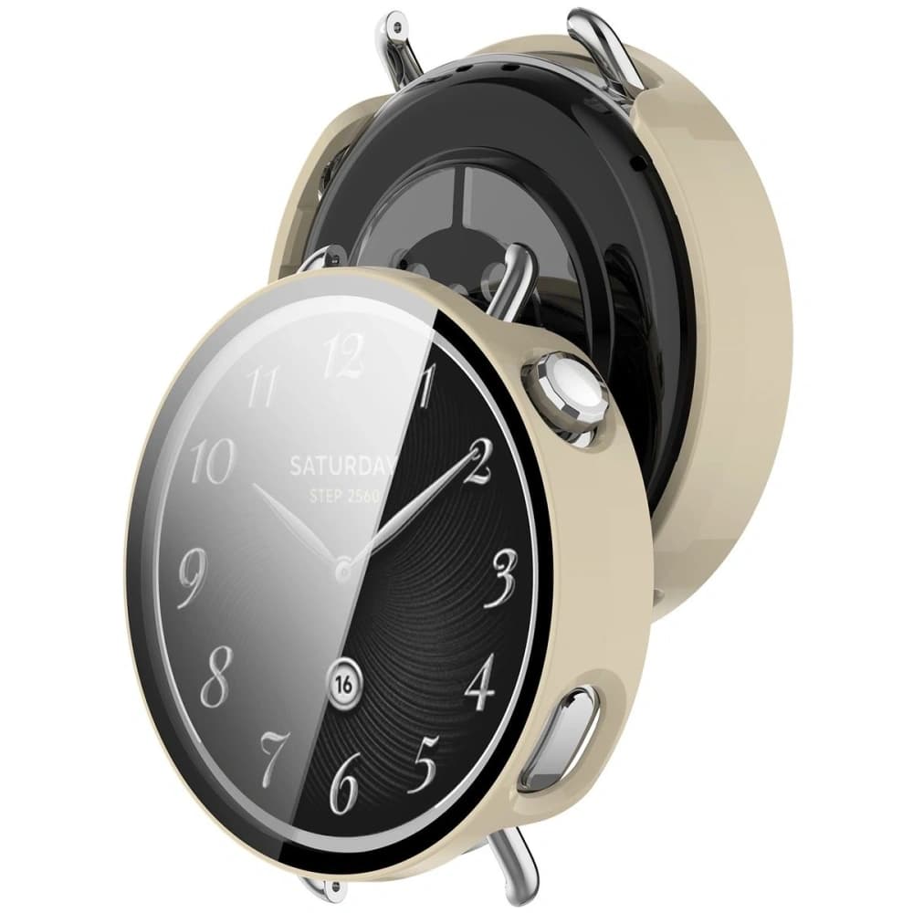 Bizon Case+Glas Uhr Xiaomi Watch S4 41mm beige - 1