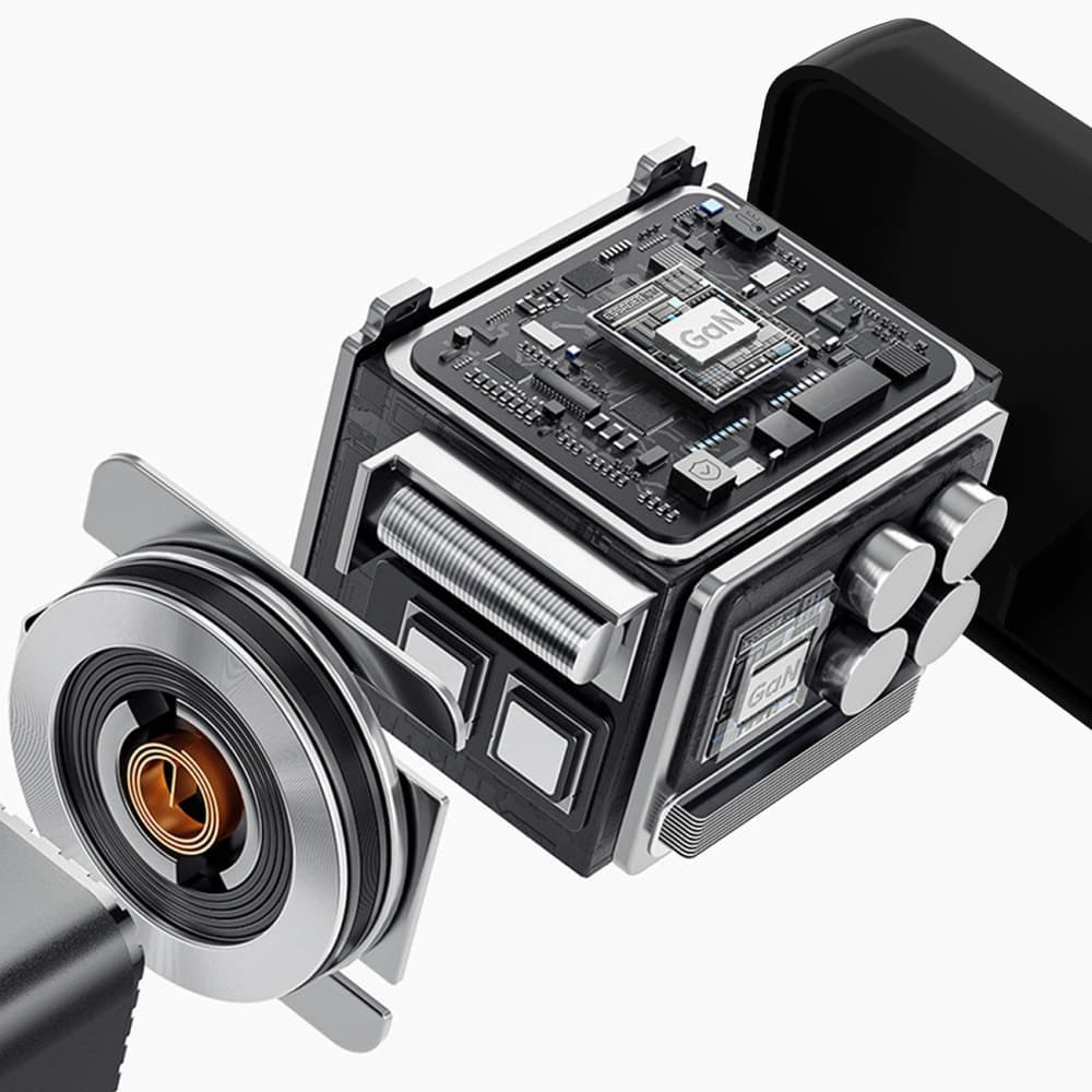 Dudao A67EU GaN 67W nástěnná nabíječka s vestavěným zatahovacím USB-C kabelem Power Delivery Quick Charge černá - 8