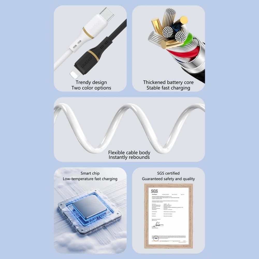 Dudao L25T USB-A to USB-C Kábel 5A 1m fehér - 2