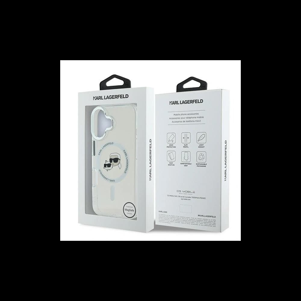 Karl Lagerfeld Apple iPhone 16 Plus kemény tok IML Fém Karl&Choupette Fej MagSafe fehér - 8