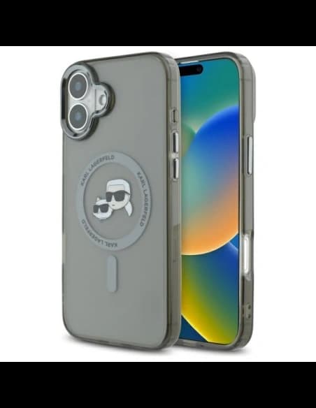 Karl Lagerfeld Apple iPhone 16 Plus hardcase IML Metal Karl&Choupette Head MagSafe negru