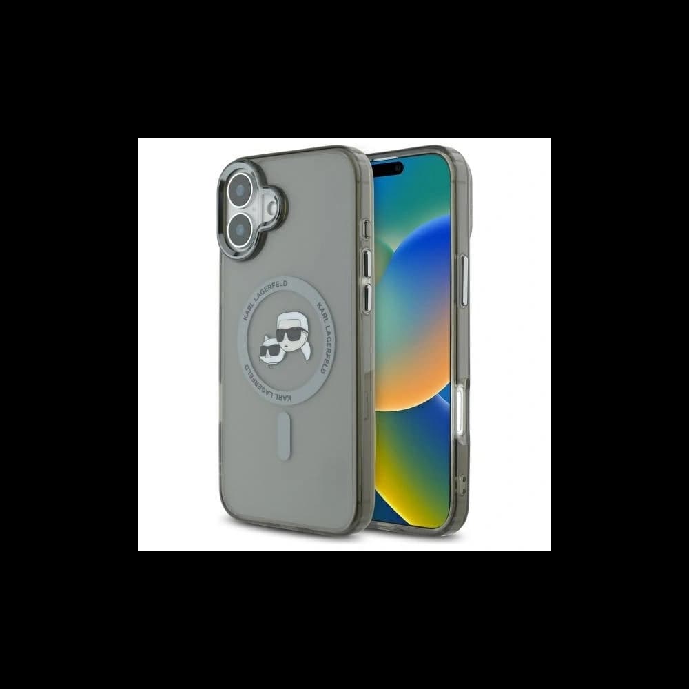 Karl Lagerfeld Apple iPhone 16 Plus hardcase IML Metal Karl&Choupette Head MagSafe černý - 1