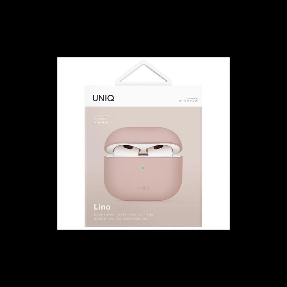 UNIQ Lino Apple AirPods 4 Silikonová růžová blush - 6