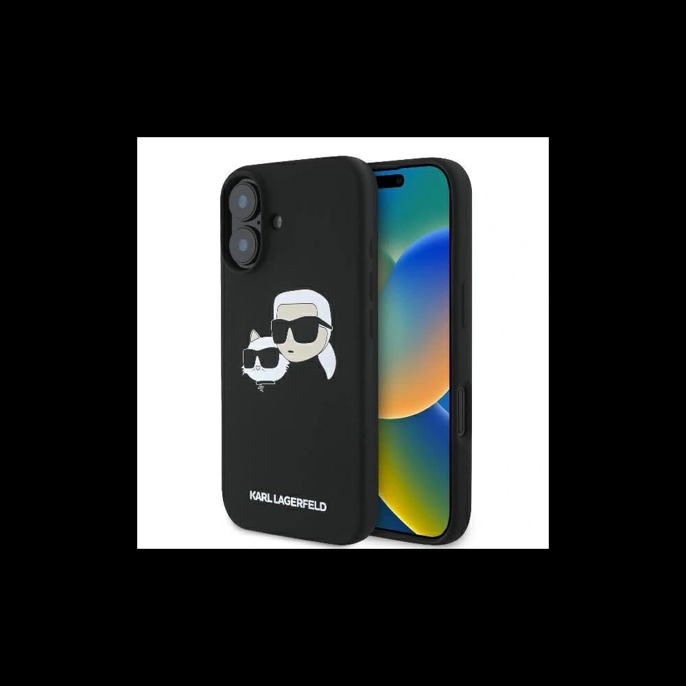 Karl Lagerfeld Apple iPhone 16 hardcase Siliconă Imprimare Double Heads MagSafe negru - 1