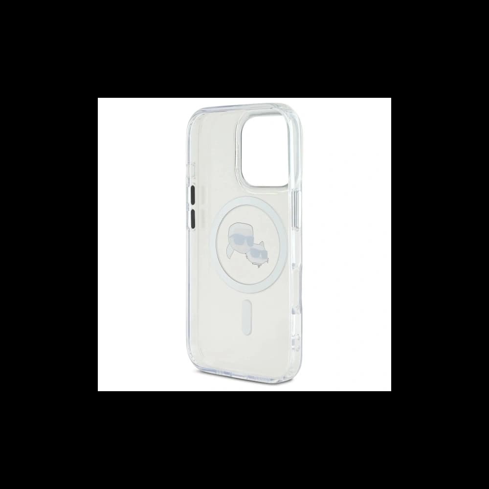Karl Lagerfeld Apple iPhone 16 Pro Max Hardcase IML Metall Karl&Choupette Kopf MagSafe weiß - 7