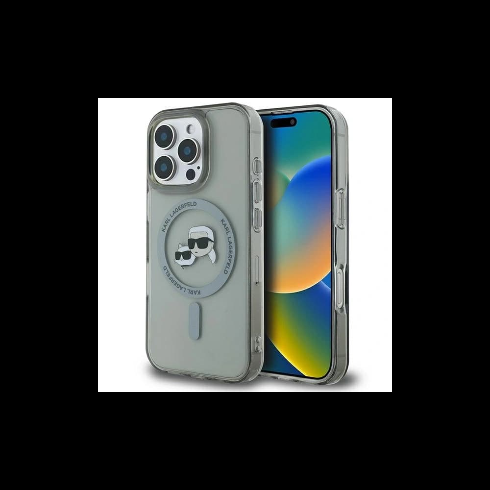 Karl Lagerfeld Apple iPhone 16 Pro Max Hardcase IML Metall Karl&Choupette Kopf MagSafe schwarz - 1