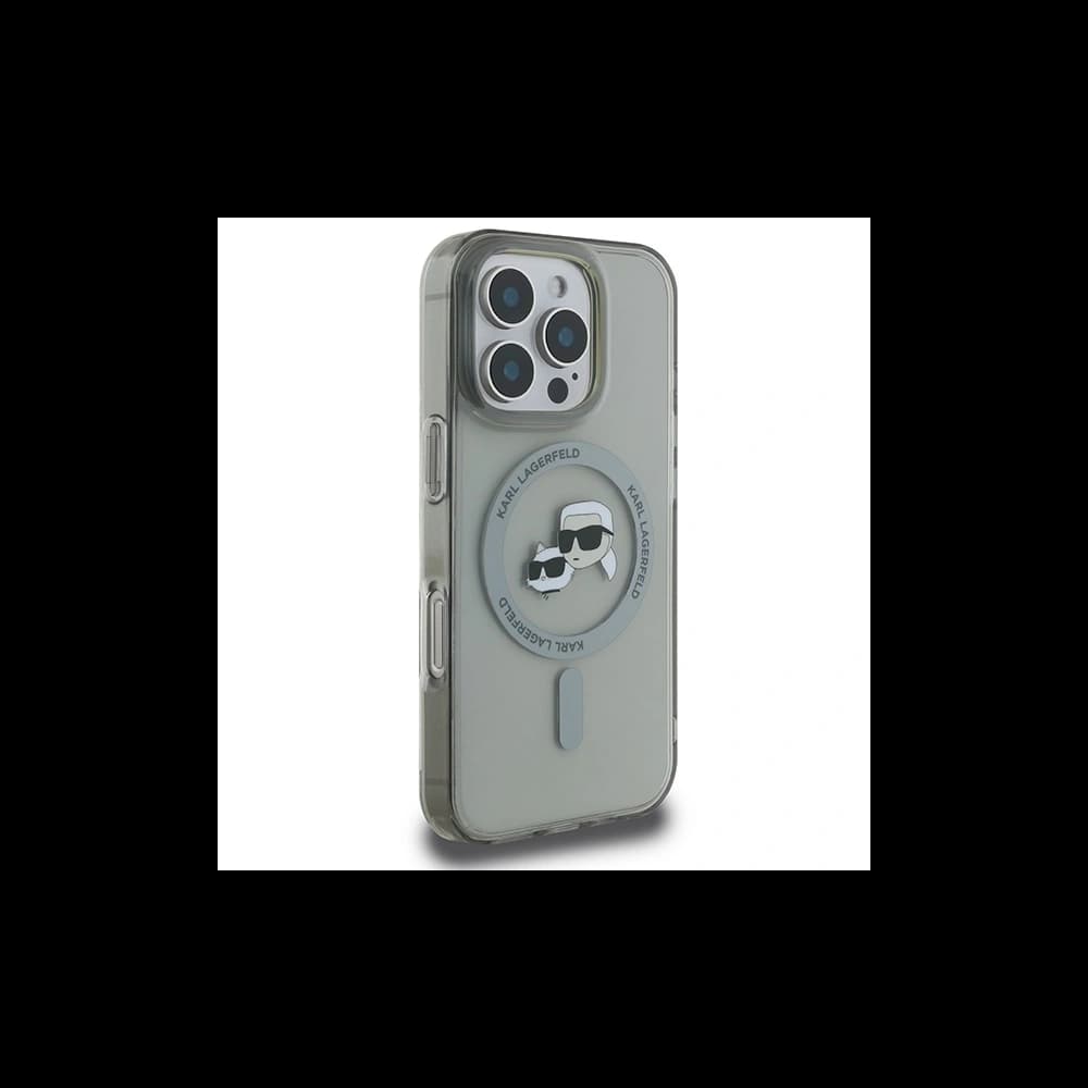 Karl Lagerfeld Apple iPhone 16 Pro Max Hardcase IML Metall Karl&Choupette Kopf MagSafe schwarz - 4