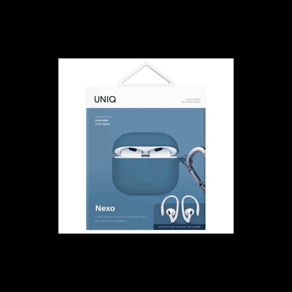 UNIQ Nexo Apple AirPods 4 + Urechi de silicon de culoare albastru pacific - 8