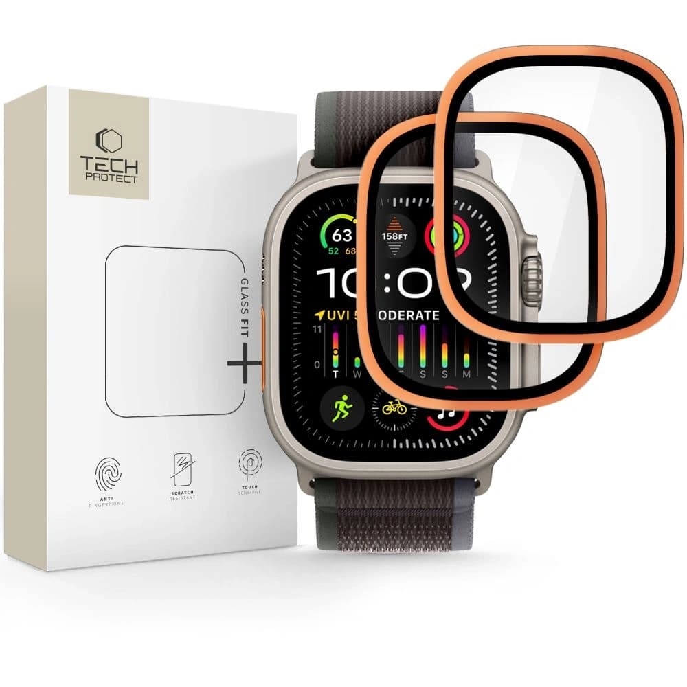 Tech-Protect Skleněný kroužek pro Apple Watch Ultra 1 / 2 / 3 49mm Kosmická oranžová [2 BALENÍ] - 1
