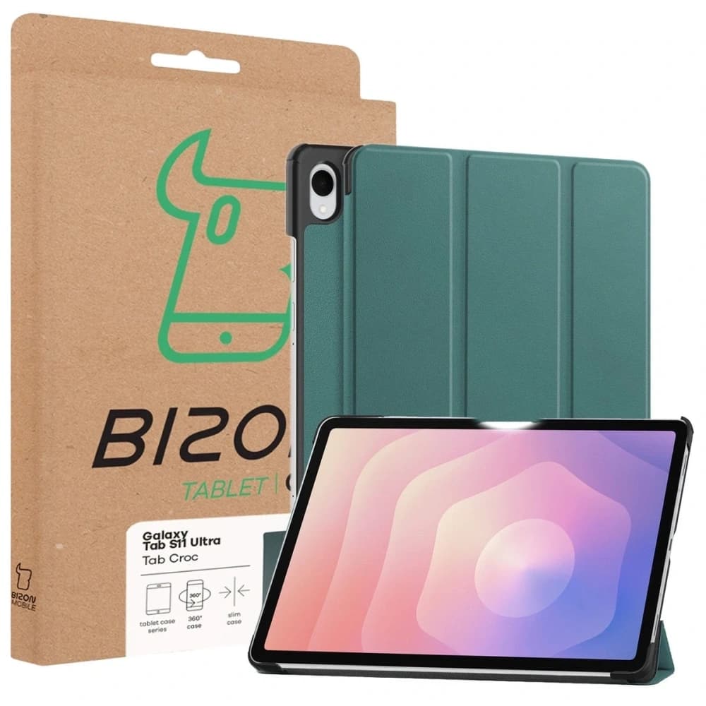 Bizon Case Tab Croc Samsung Galaxy Tab S11 Ultra tmavě zelená - 8