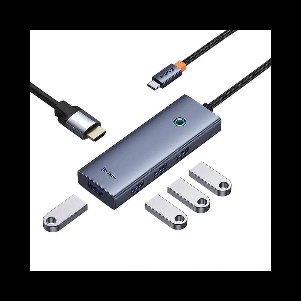 Baseus UltraJoy HUB 5in1 USB-C / HDMI4K@30Hz, 4xUSB-A 3.0 (gri) - 5
