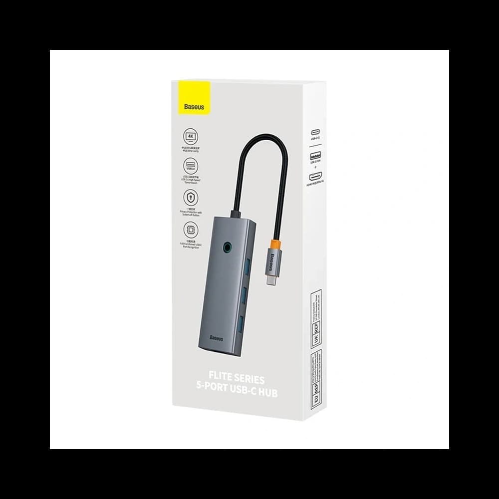 Baseus UltraJoy HUB 5in1 USB-C / HDMI4K@30Hz, 4xUSB-A 3.0 (gri) - 8