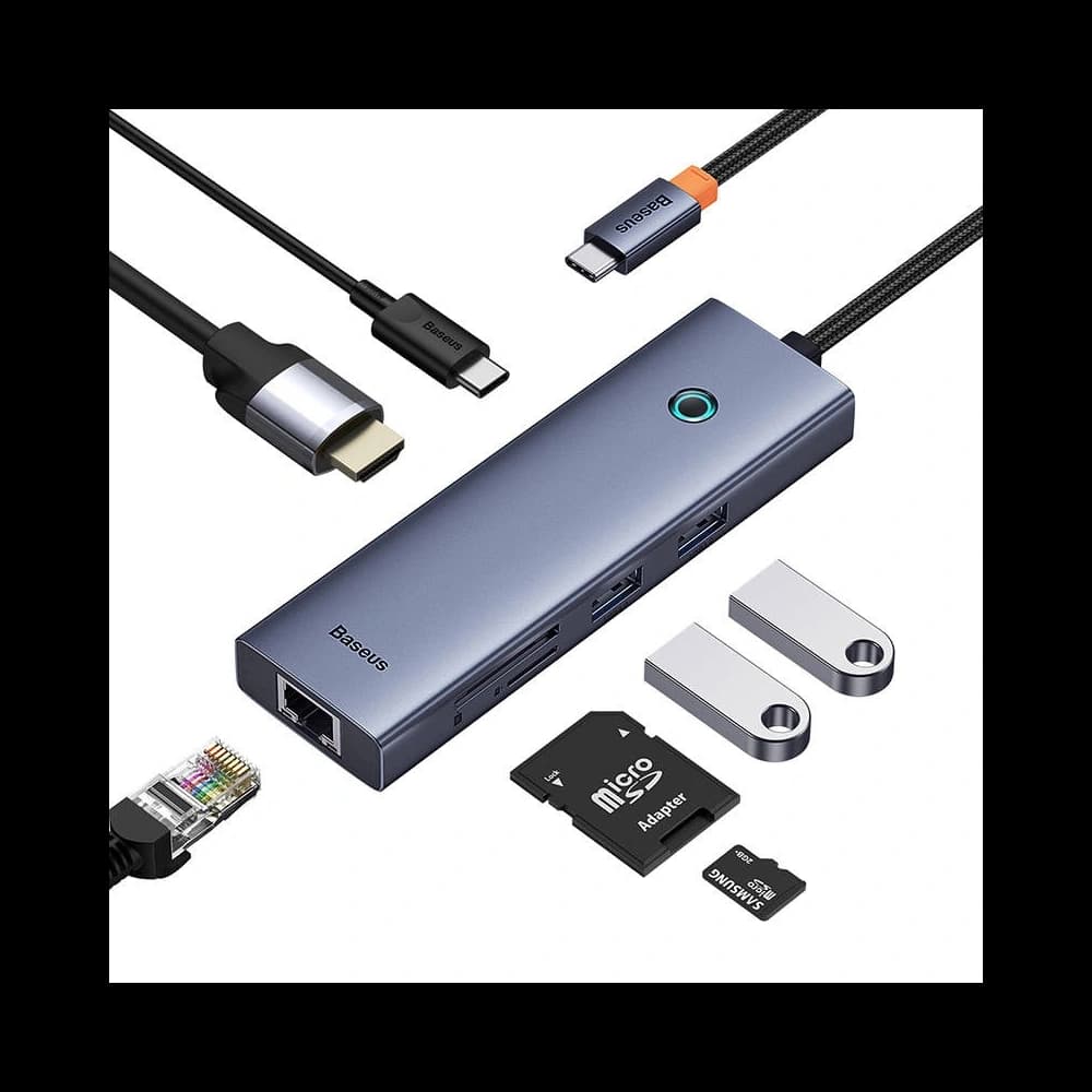 Baseus UltraJoy HUB 7w1 7-Port USB-C / HDMI4K@30Hz, 2xUSB-A 3.0, USB-C PD, RJ45, SD/TF3.0 - 7