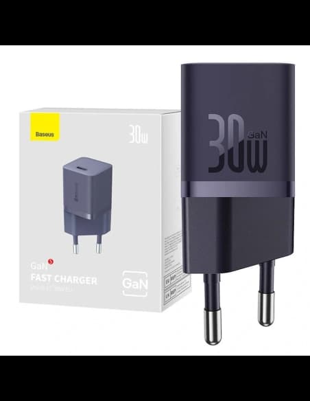 Baseus GaN5 30W Mini Zásuvková Nabíječka (fialová)