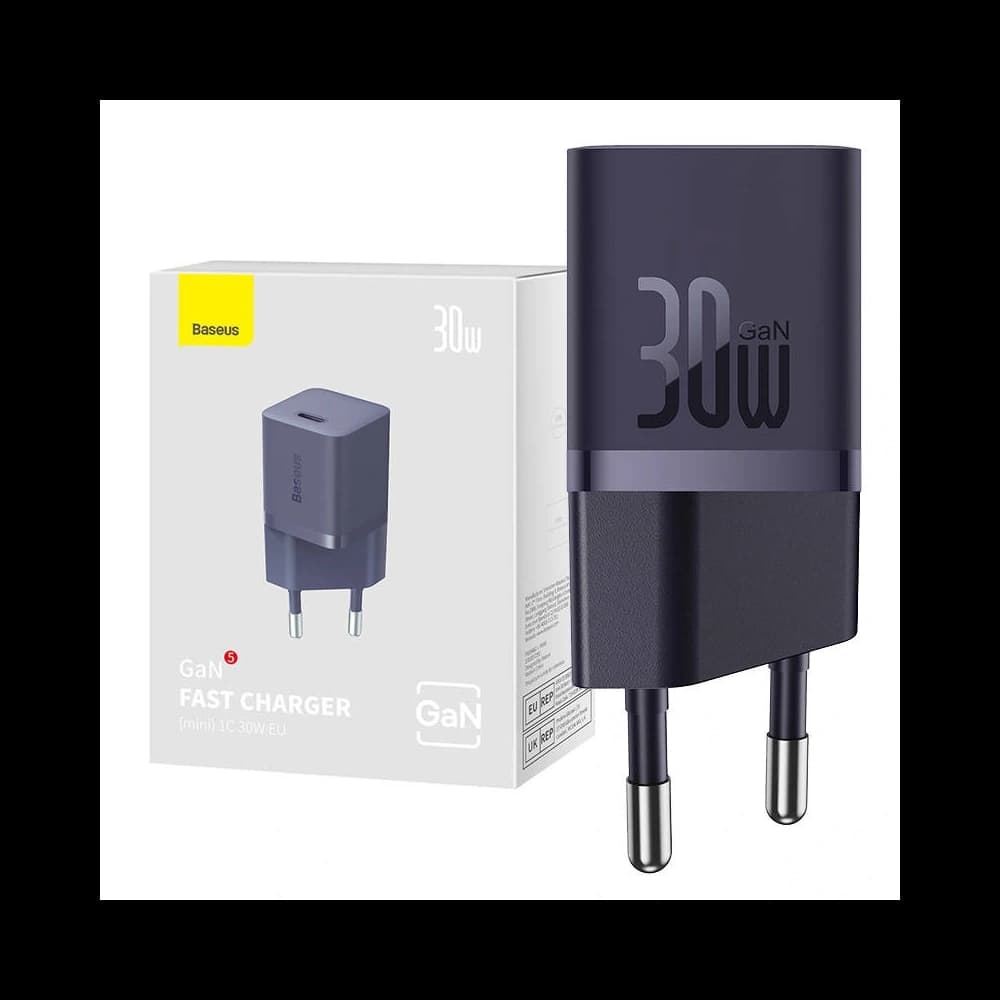 Baseus GaN5 30W Mini Zásuvková Nabíječka (fialová) - 1