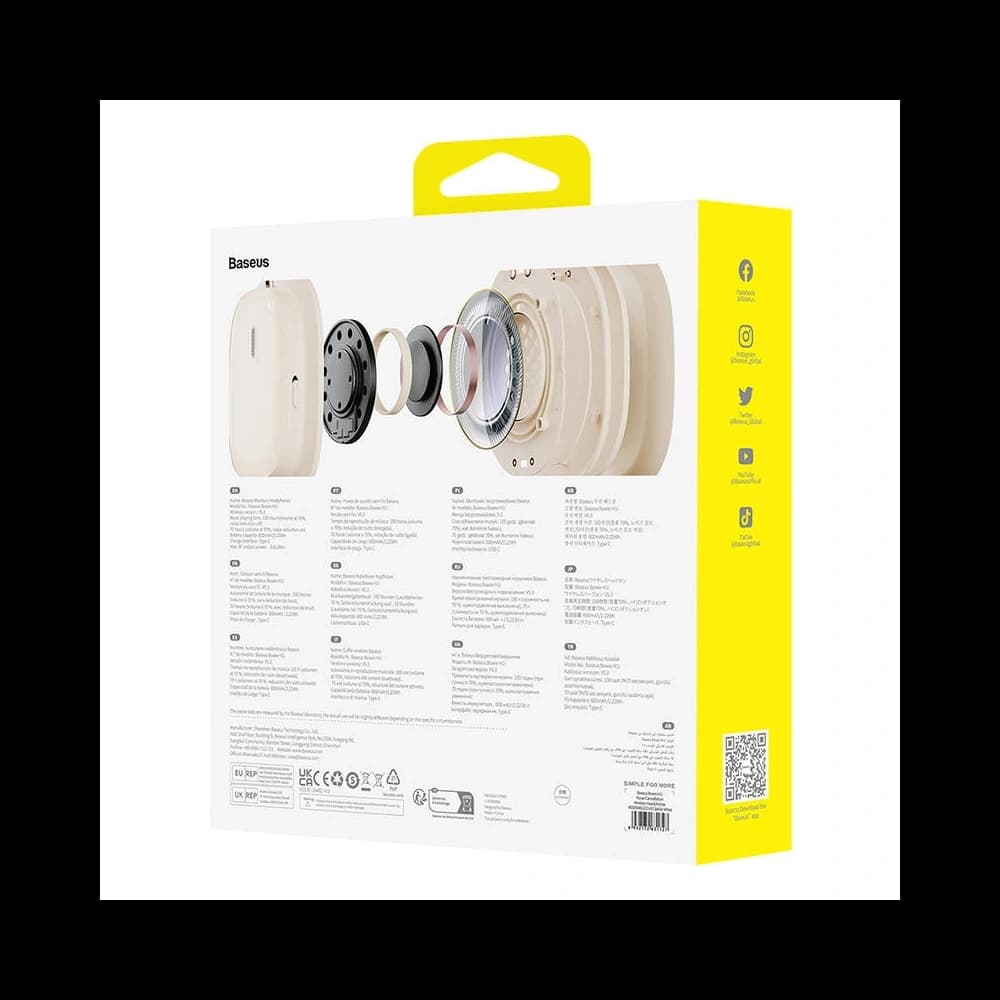 Baseus Bowie H1i ANC Wireless Over-Ear Headphones Bluetooth 5.3 (white) - 9
