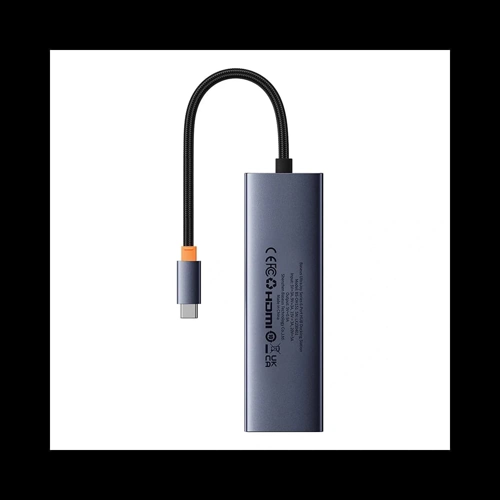 Baseus UltraJoy HUB 6w1 USB-C / HDMI4K@30Hz, 3xUSB-A 3.0+ USB-C PD+RJ45 (grey) - 2