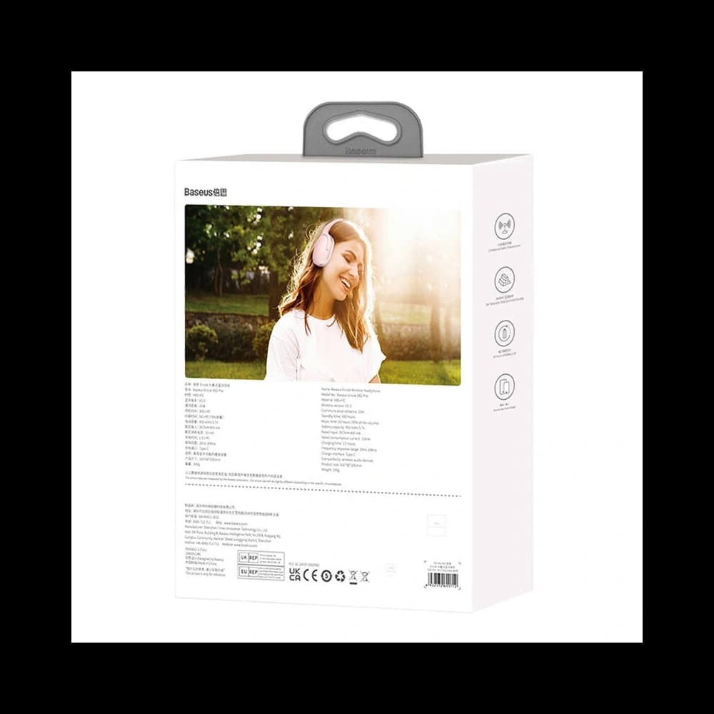 Baseus Encok D02 PRO Wireless Over-Ear Headphones Bluetooth 5.0 (Pink) - 9