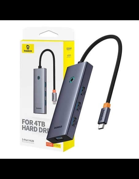 Baseus UltraJoy HUB 5in1 USB-C / 4xUSB-A 3.0, USB-C PD (gri)
