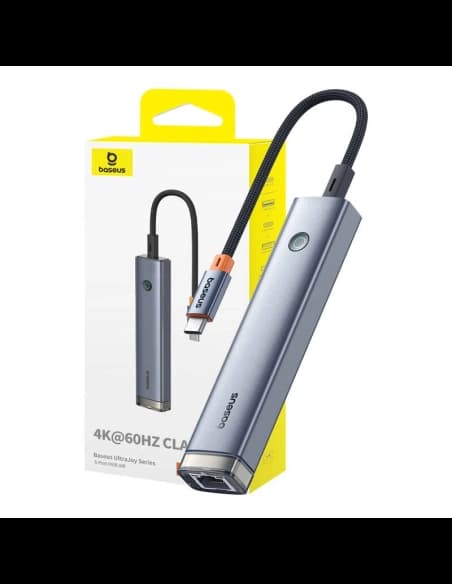 Baseus Ultra Joy HUB 5in1 USB-C / HDMI 2xUSB3.0, USB-C PD, RJ45 (gri)