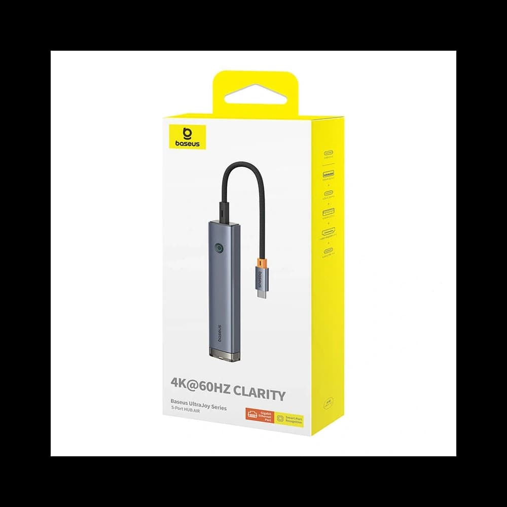 Baseus Ultra Joy HUB 5in1 USB-C / HDMI 2xUSB3.0, USB-C PD, RJ45 (grau) - 5