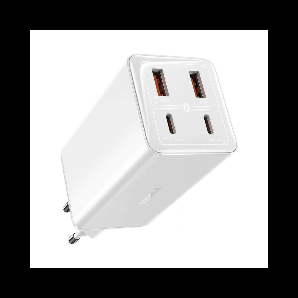 Baseus GaN6 Pro 2xUSB-C, 2xUSB-A 100W Nástěnná nabíječka (bílá) - 3