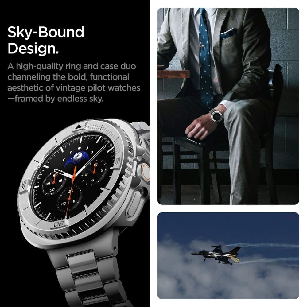 Spigen Bezel Tune Pro Pilot Samsung Galaxy Watch 8 Classic 46mm Ezüst - 14