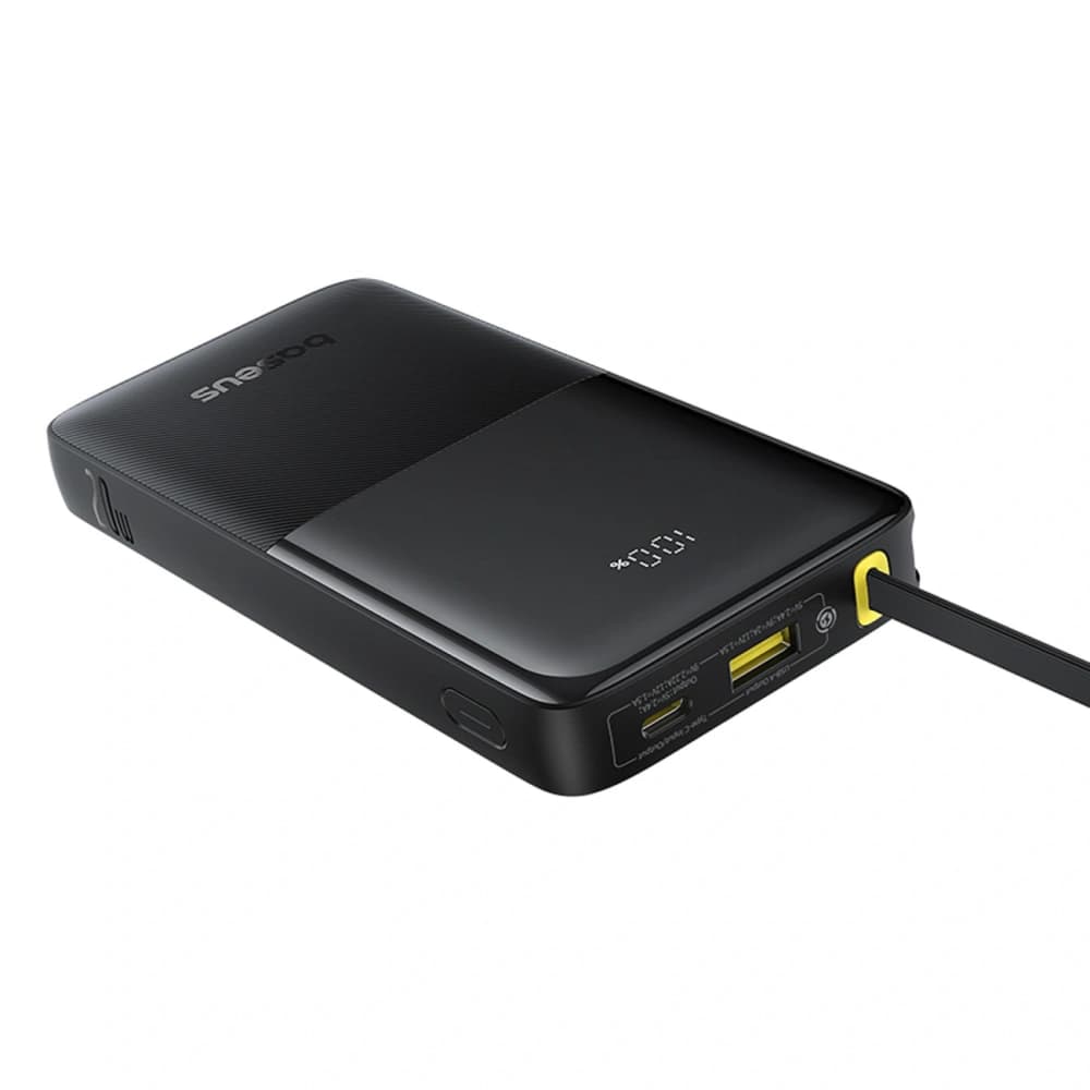 Powerbank Baseus Bipow 2 10000mah 20W z cyfrowym wyświetlaczem + wbudowany kabel USB-C czarny - 6