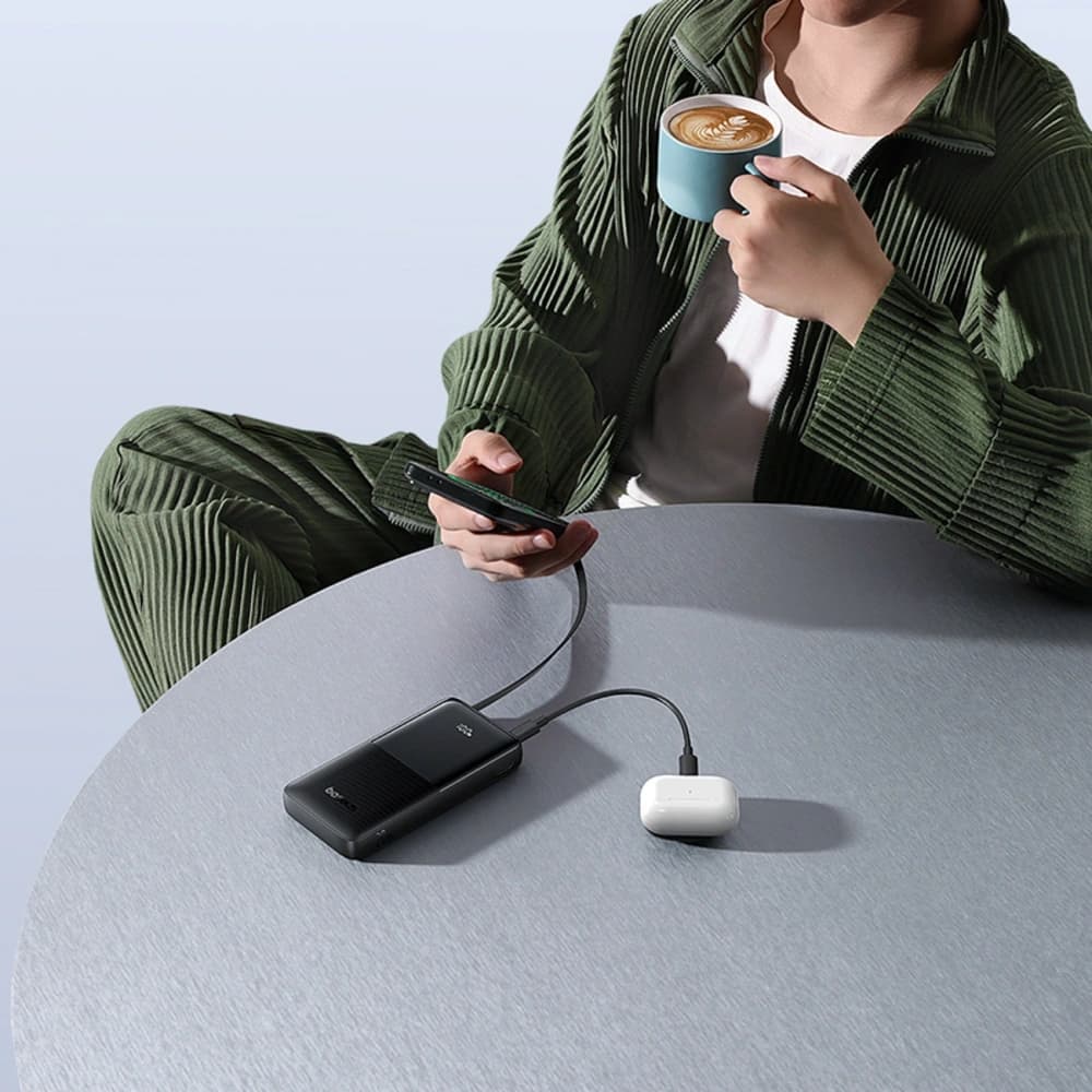 Powerbank Baseus Bipow 2 10000mah 20W z cyfrowym wyświetlaczem + wbudowany kabel USB-C czarny - 10