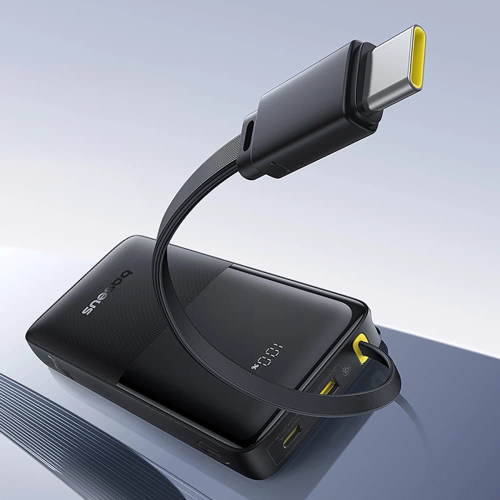Powerbank Baseus Bipow 2 10000mah 20W z cyfrowym wyświetlaczem + wbudowany kabel USB-C czarny - 12