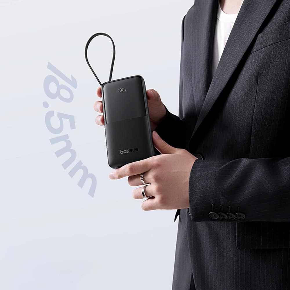 Powerbank Baseus Bipow 2 10000mah 20W z cyfrowym wyświetlaczem + wbudowany kabel USB-C czarny - 18