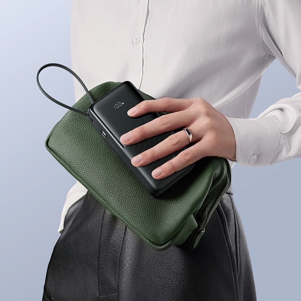 Powerbank Baseus Bipow 2 20000mah 20W z cyfrowym wyświetlaczem + wbudowany kabel USB-C czarny - 8