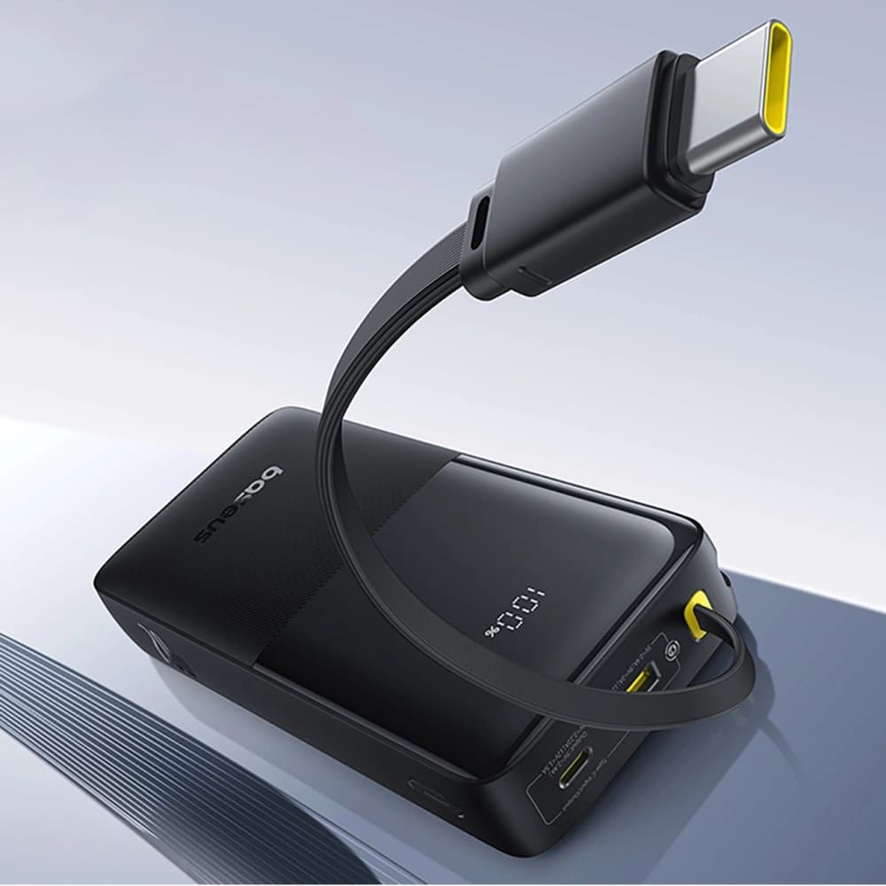 Powerbank Baseus Bipow 2 20000mah 20W z cyfrowym wyświetlaczem + wbudowany kabel USB-C czarny - 11