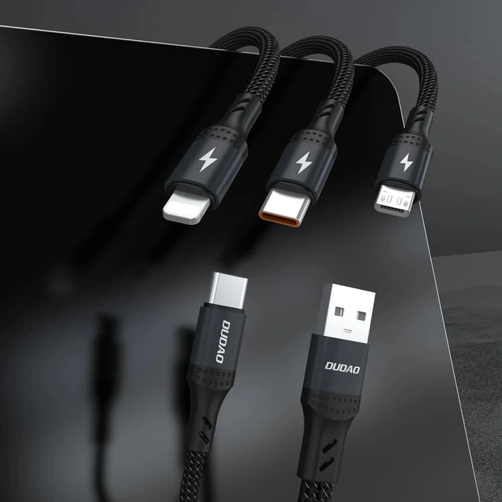 Dudao L3W USB-A / USB-C Lightning / USB-C / MicroUSB kábel 66W fekete - 2