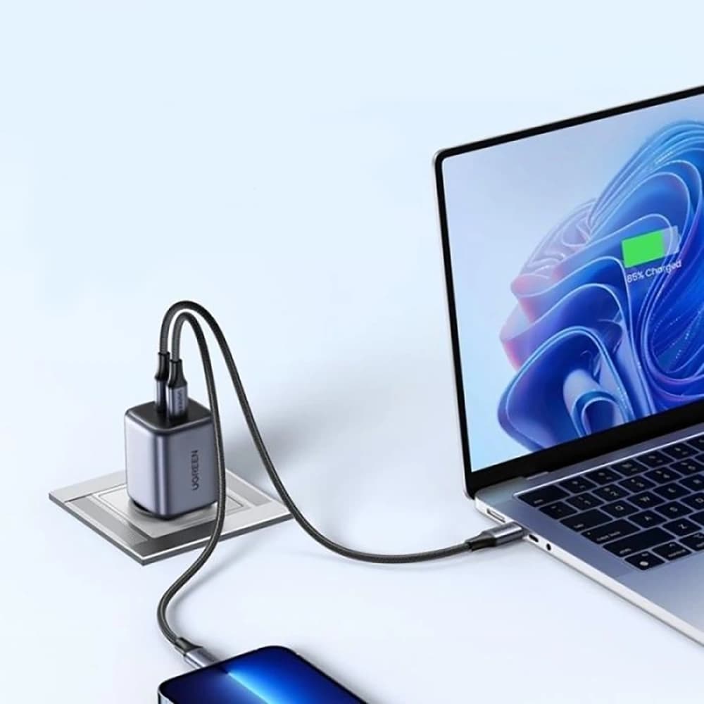 Ugreen Nexode N Series X525 45W GaN USB-A, USB-C černá nástěnná nabíječka - 3