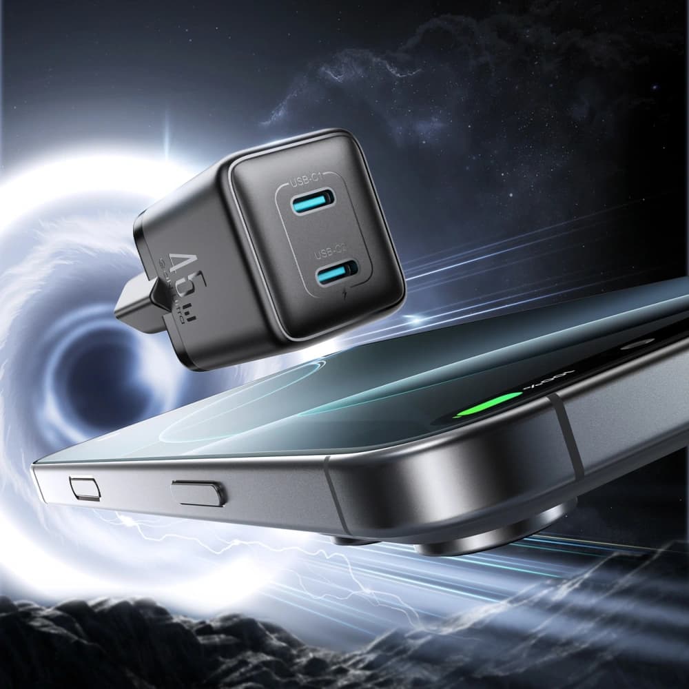 Joyroom JR-TCG17 45W 2xUSB-C Fekete Fali Töltő - 2